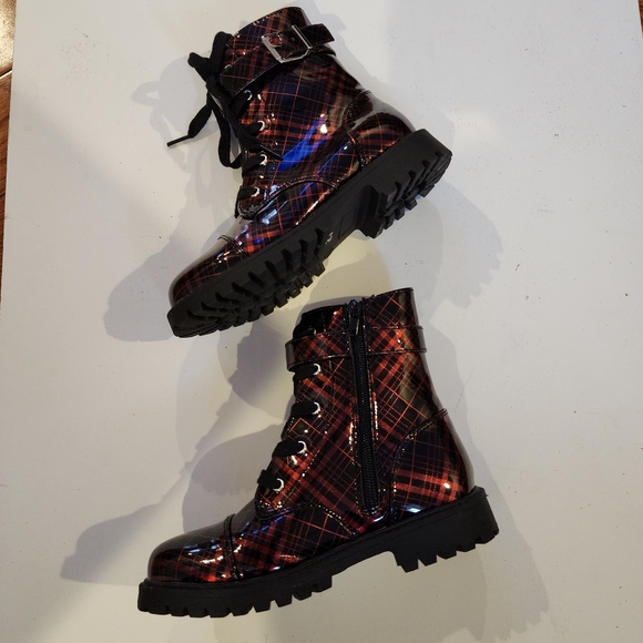Girls red and black ankle boots size 1 - Picture 8 of 12